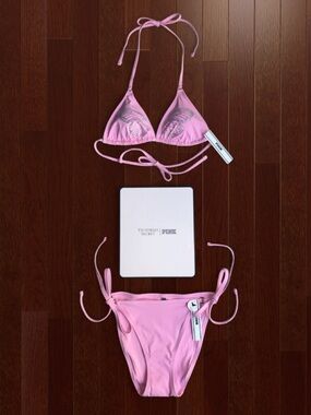 🆕🦋 Triangle Butterfly Rhinestone String Bikini Set PINK Victoria’s Secret NWT